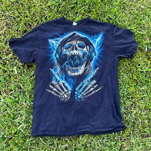 Vintage Black Skull Rock n’ Roll Lightening Short Sleeve Shirt Adult Small